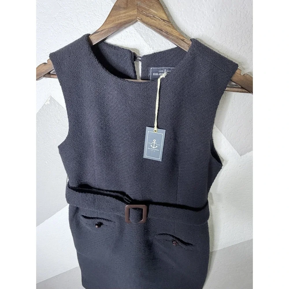 Kiel James Patrick Womens Size 2 Navy Belted Sheath Dress Wool Blend NWT - Picture 7 of 12